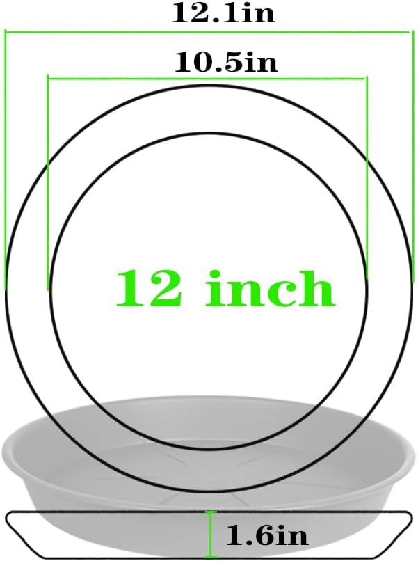 6 Pack of Plant Saucer Tray 11 12 inch, Heavy Duty Plastic Pot Plant Drip Trays Saucers for for Indoors Outdoor, Plant Water Tray for Planters 11-12" (12", Light Blue)