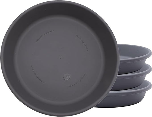 The HC Companies Flower Pot Saucers - Plastic Plant Saucer for Outdoors & Indoors - Traditional Design Plant Pot Trays for Water Drainage - Durable & Stylish Round Plant Tray (8-inch Warm Gray)
