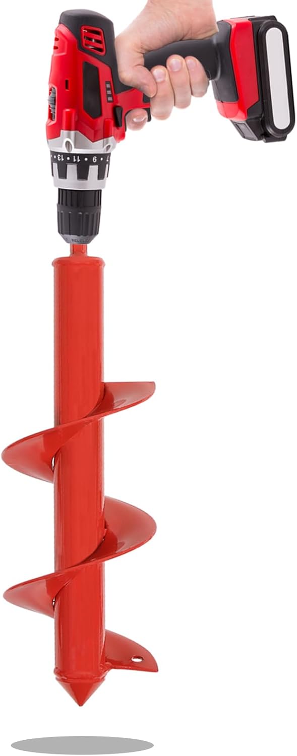 SYITCUN Auger Drill Bit for Planting - 4" X 12" Heavy-Duty Garden Auger Spiral Drill Bit - Bulb Planter Tool & Auger Post Hole Digger - 3/8" Hex Drive Drill
