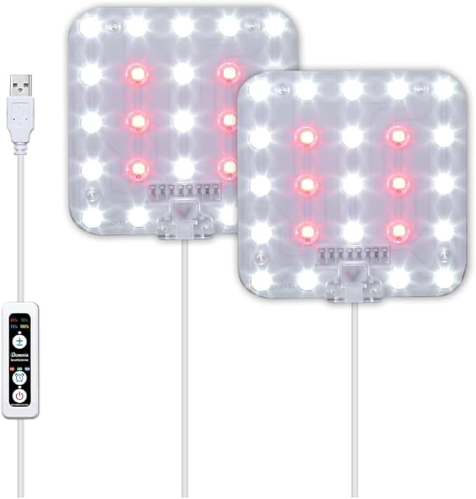 DOMMIA Grow Lights for Indoor Plants, 4500K Coolwhite for Shelves with 6/12/16H Timer, 4 Dimmable Full Spectrum with Optical Lens, USB Plant Lights for Indoor Growing(No Adapters)