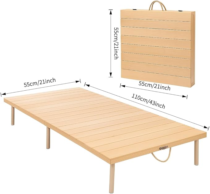 Portable Wooden Folding Table, Picnic Table，Floor Table，Natural Pine, 43x21 Inch, Low Height Design for Picnic, Camping, Coffee Service, Bohemian Style