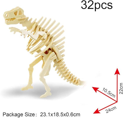 Georgie Porgy 3D Wooden Puzzles DIY Models Kits for Kids Dinosaur Airplane Woodcraft Construction Toys Pack of 6 (T-Rex Triceratops Spinosaurus Parasaurolophus Apatosaurus Stegosaurus)