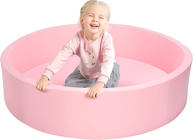 TRENDBOX Extra Large Soft Foam Ball Pit 51.2" x 11.8" (NO Balls) in Large Sponge Round Ball Pool Indoor Round Children Toddler Playpen - Light Pink