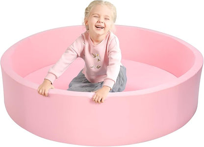 TRENDBOX Extra Large Soft Foam Ball Pit 51.2" x 11.8" (NO Balls) in Large Sponge Round Ball Pool Indoor Round Children Toddler Playpen - Light Pink