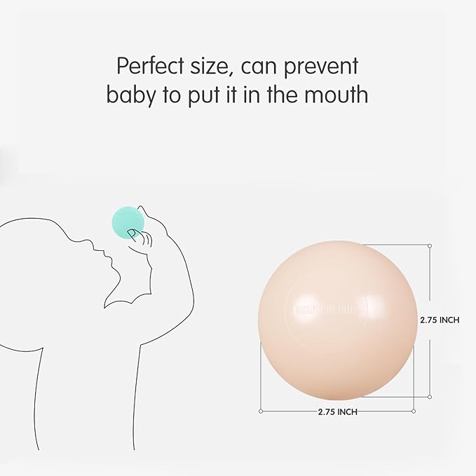 PlayMaty Ball Pit Balls - 2.75inches Plastic Phthalate & BPA Free Balls Crush Proof Stress Balls Swim Pit Fun Toy with Storage Bag for Baby Playhouse Birthday Party DecorationPack of 50