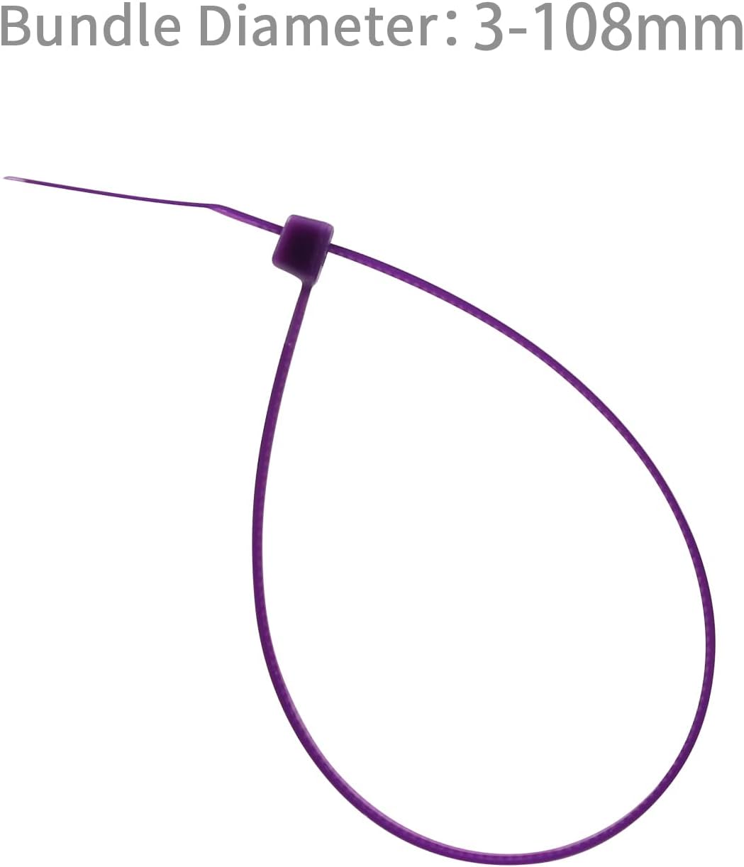 XINGO 100PCS Cable Zip Ties Heavy Duty, Premium Nylon Plastic Wire Ties with 50 Pounds Tensile Strength, Self-Locking Black Nylon Zip Ties for Indoor and Outdoor (16 inch, Purple)