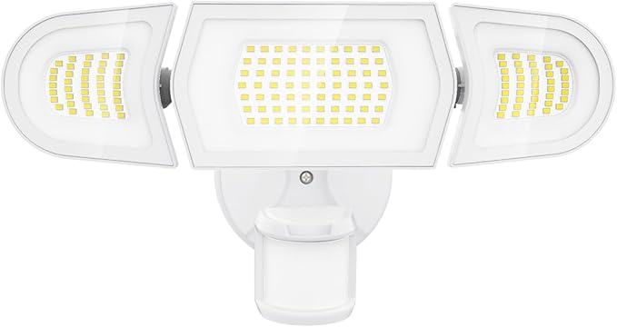 Olafus 100W LED Security Light Motion Sensor Outdoor Light, Motion Flood Light Dusk to Dawn, 9000LM Super Bright 6500K Exterior Motion Detector Floodlight for Garage Yard Porch Eave IP65, White