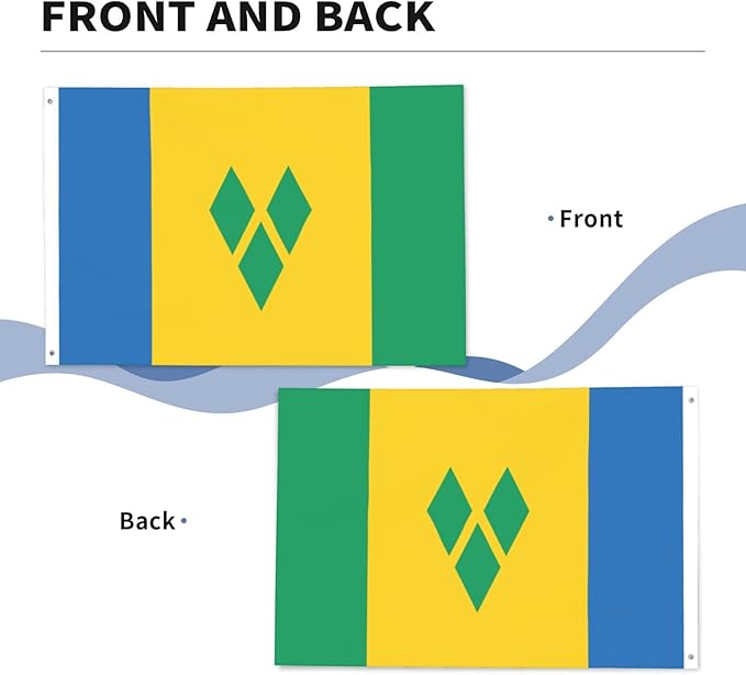 Saint Vincent and the Grenadines Flag Garden Yard House 2x3 ft Flags Double Sided Print Banner Indoor Outdoor Party Home Decorations for Boat Dorm House Balcony