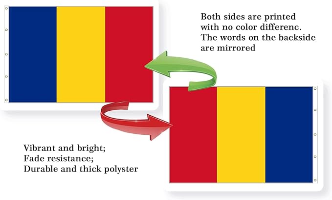 Romania Extra Large Flag 10x15FT Giant Romanian National Polyester Banner With 5 Grommets Fade Resistant Vivid Color For Patriotic Festival Events Party Decoration(Romania, 10x15FT)