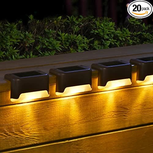 SOLPEX 20 Pack Solar Deck Lights Outdoor, Waterproof Led Lights for Outdoor Stairs, Step, Fence, Yard, Patio, and Pathway(Warm White)