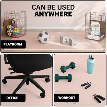 Foam Floor Tiles - 96sqft Soft Nontoxic Baby Play Mat - Interlocking Puzzle Mat for Baby, Kids Playroom, or Home Gym Flooring by Stalwart (Light Pink)