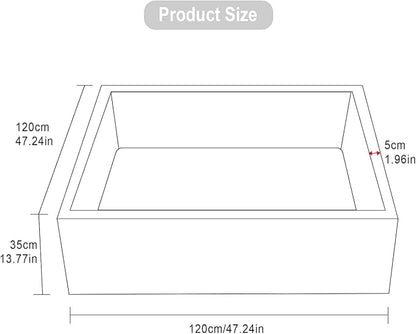 Extra Large Foam Ball Pit for Toddlers Kids Square Soft Ball Pool Ideal Gift Play Toy for Children Kiddie Pools - Light Gray