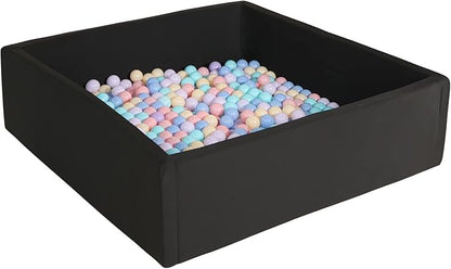 Extra Large Foam Ball Pit for Toddlers Kids Square Soft Ball Pool Ideal Gift Play Toy for Children (Black)