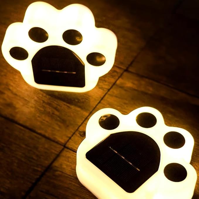 Outdoor Solar Lights, Automatic 7 Color Changing Solar Paw Print Lights, Rechargeable Paw Print Solar Garden Lights Outdoor Waterproof Led Garden Lights Beautiful Solar Powered Outdoor Decor(4 Packs)