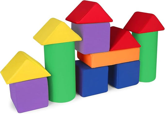 Toddler Foam Building Blocks, 4 Kinds of Shapes Colourful Stacking Block Sets for Kids, Soft Foam Building Blocks Throwing Toys