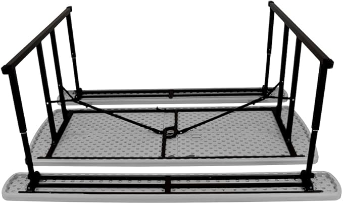 OEF Furnishings Heavy Duty Blow Molded Folding Picnic Table- Light Speckled Grey, Black Frame