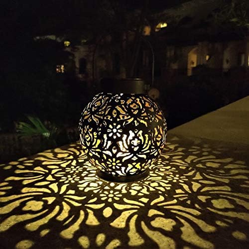 2 Pack Outdoor Solar Hanging Lantern Lights Decorative Christmas Light for Garden Patio Courtyard Lawn and Tabletop. Unique Gifts for Women Gardening.