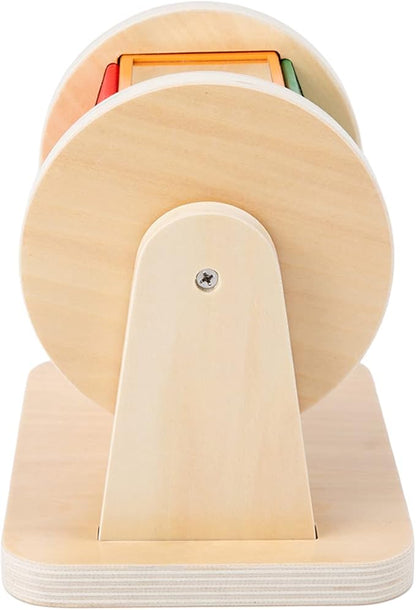 Adena Montessori Spinning Drum Baby Toys,Montessori Toys for Babies 6-12 Months Toddlers,Wooden Spinning Rainbow with Multiple Materials Baby Christmas Toys for Boy and Girls Gift(Medium-size Texture)