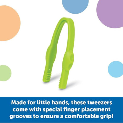 Learning Resources Easy-Grip Tweezers, 12 Pieces, Ages 2+, Preschool Learning Activities, Teacher Supplies for Classroom, Montessori Toys