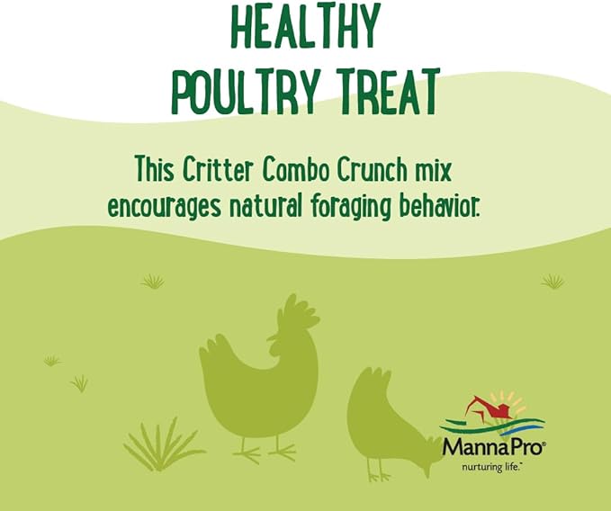 Manna Pro Farmhouse Favorites Critter Combo Crunch Bug Jug – Engaging Poultry Treat – Blend of Black Solider Fly Larvae, Mealworms & Shrimp – Great Source of Protein – Encourages Foraging – 25oz