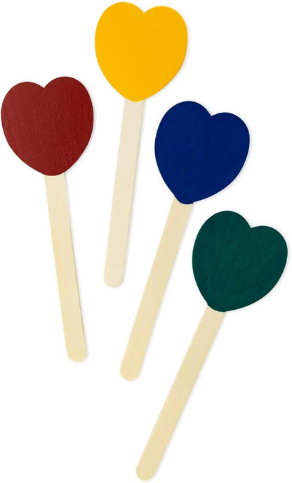 Hygloss Natural Wood Popsicle Sticks - Craft Stick - Great for Arts and Crafts - Valentine’s Day Class Activity - Heart Shape - 6.25 Inches High - 100 Pcs