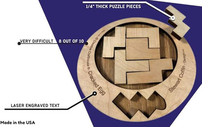 Difficult Puzzle for Adults - The Cracked Egg - 7 Piece Wood Brain Teaser Made in The USA from Creative Crafthouse
