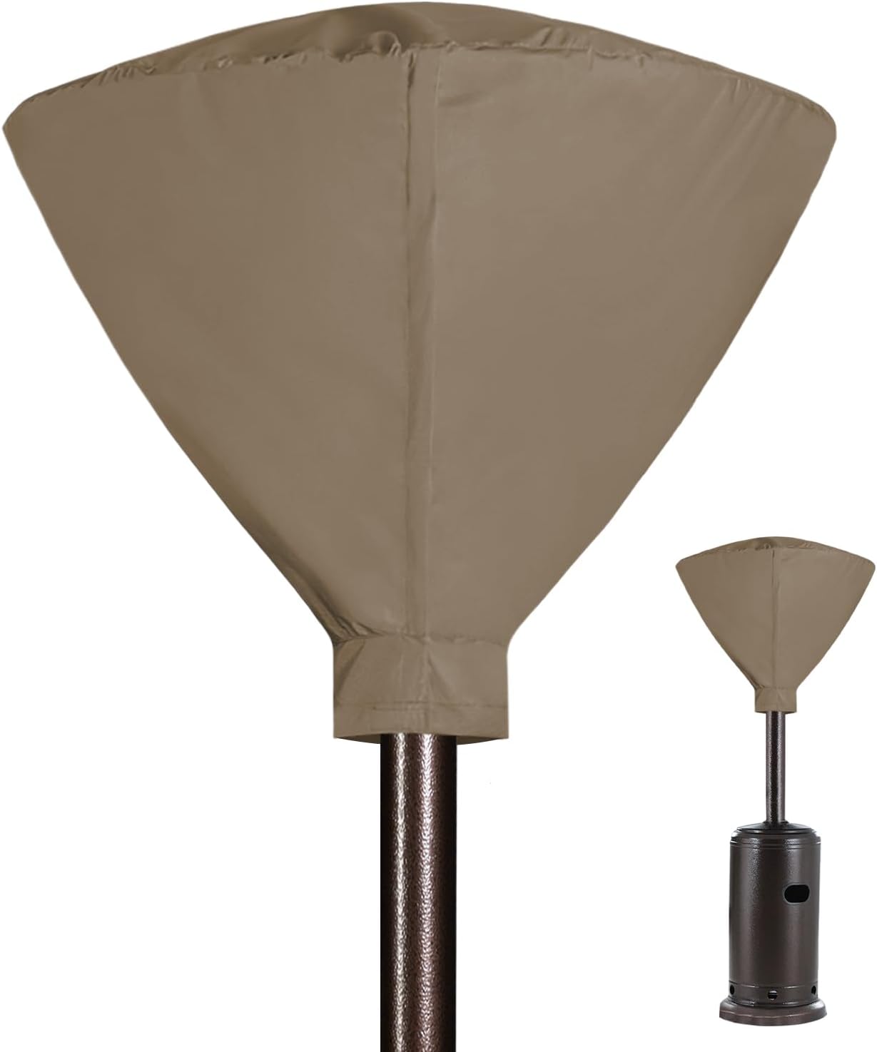 Easy-Going Patio Heater Head Cover 34" D with Zipper and Storage Bag, Waterproof Outdoor Round for Standing Heat, Dustproof, UV-Resistant (Top Cover Only, Camel)