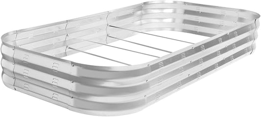 Galvanized Raised Garden Bed Kit, Large Metal Raised Garden Beds for Vegetables, Galvanized Planter Raised Garden Boxes Outdoor (Silver)