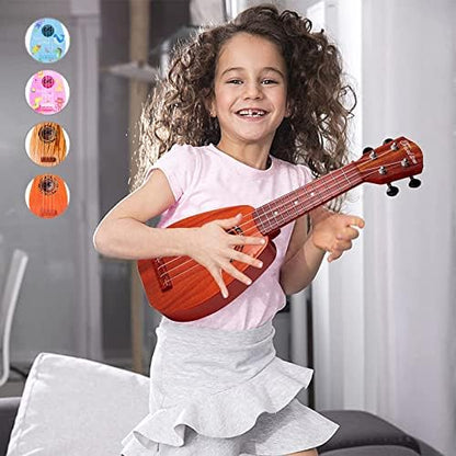 YOLOPLUS+ 17 Inch Kids Ukulele Guitar Toy 4 Strings Mini Children Musical Instruments Educational Learning Toy for Toddler Beginner Keep Tone Anti-Impact Can Play with Picks/Strap/Primary Tutorial