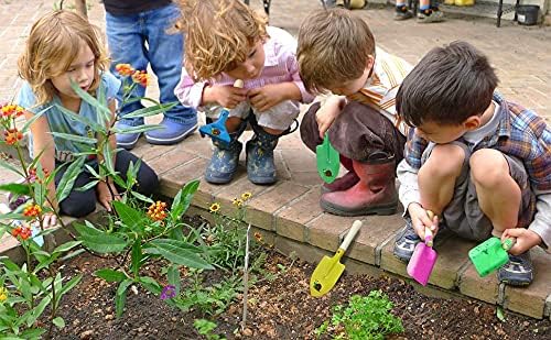 Kids Gardening Set Wooden Handle, 6 Pieces (Yellow+Green), Kids Beach Shovel Set, Sandbox Play Toy, Sand Shovel and Garden Hand Tool