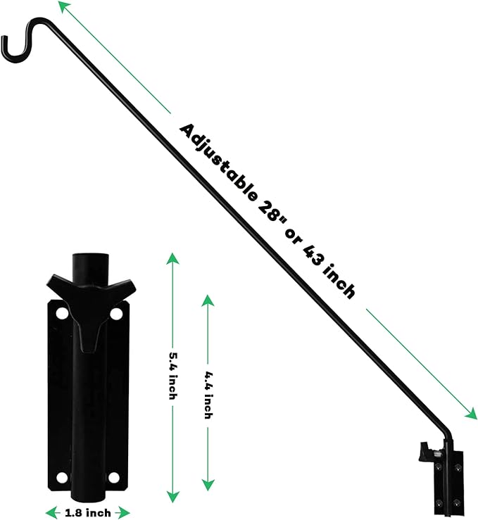MIXXIDEA 2 Packs Heavy Duty Extended Reach Wall Mounted Deck Hook Wall Pole, Wall Bracket Direction and Length Adjustable Plant Bracket for Bird Feeders, Planters, Suet Baskets, Lanterns, Wind Chimes