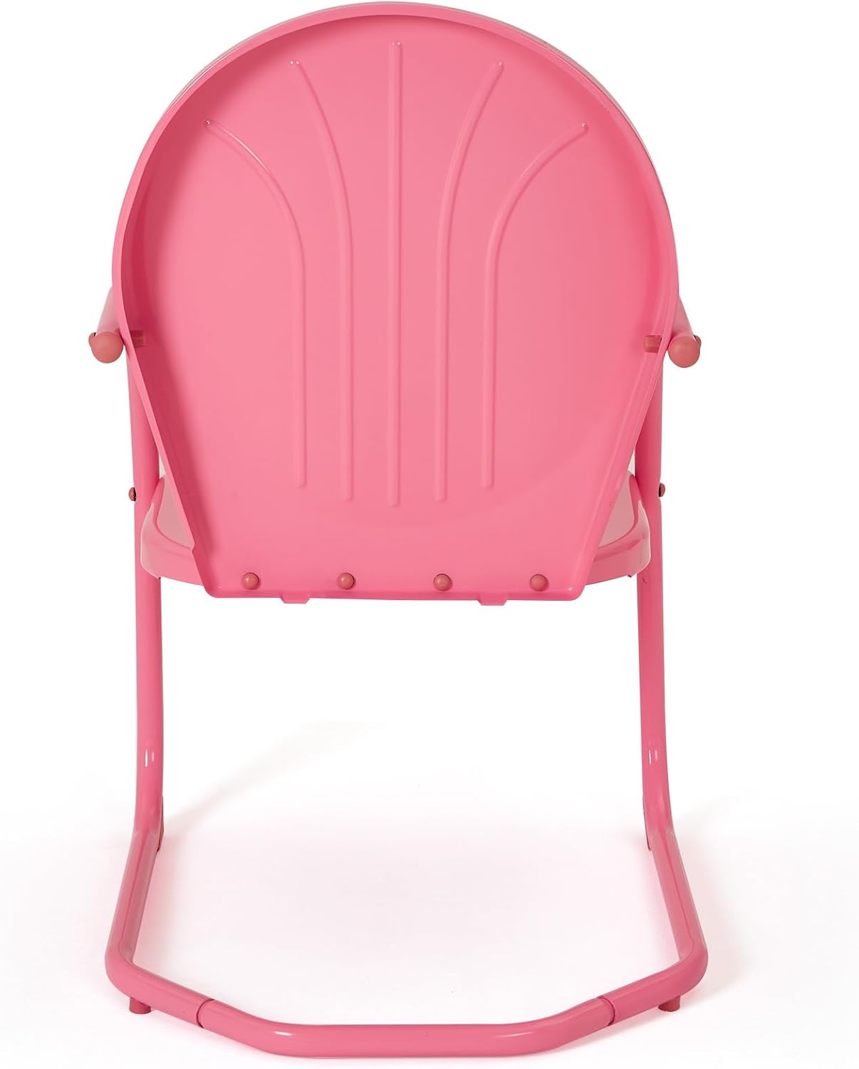 Patio Metal Chair Retro Dining Chair, Outdoor Conversation Rocking Metal Chairs for Balcony/Porch/Backyard/Garden/Lawn, Pink