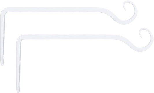 Mkono Hanging Plant Bracket 10 inch Metal Wall Plant Hook Decorative Plant Hanger for Bird Feeders, Planters, Lanterns, Wind Chimes, Home Decor Indoor Outdoor 2 Pack, White