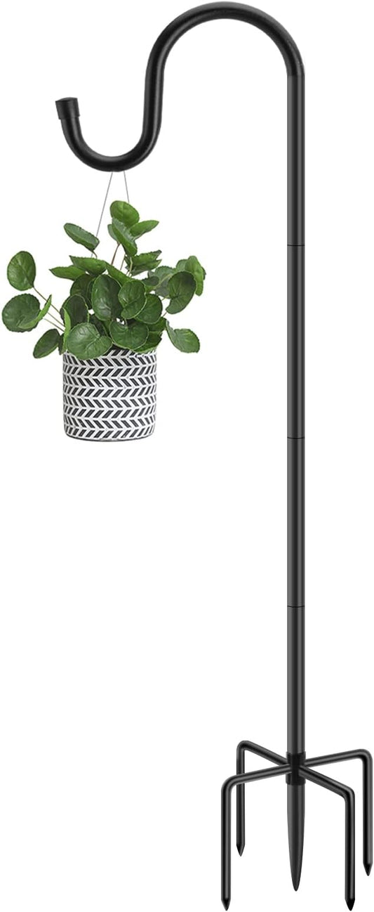 Shepherds Hooks for Outdoor, 48 Inches Garden Bird Feeder Pole for Hanging Bird Feeder, Plant Baskets, Solar Light Lanterns, Outdoor Plant Hanger Hook with 5 Base Prongs,1 Packs