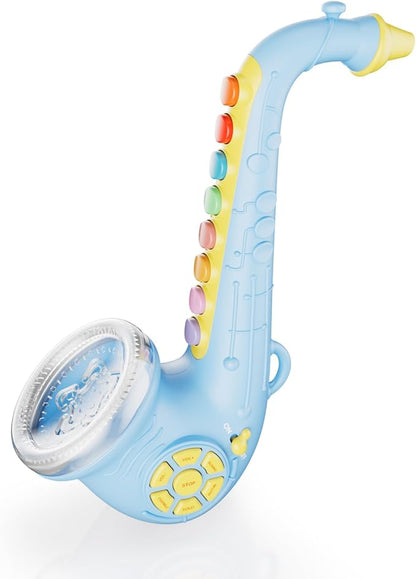 Contixo KT1 Toy Saxophone, Blue Digital Saxaboom, Trumpet, Clarinet with Light & Sound, Early Education Musical Instrument Gift for Toddlers Kids Girls Boys