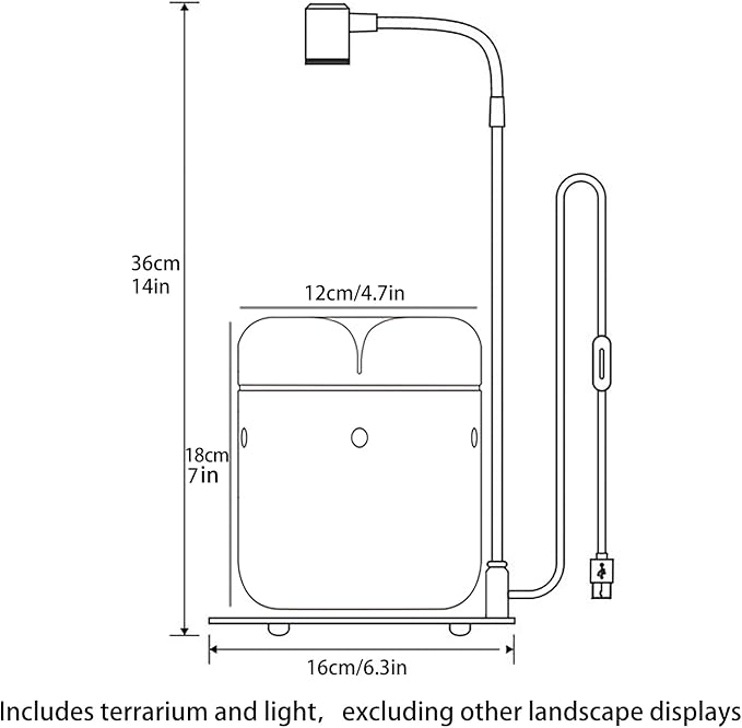 Glass Plant Terrarium 4.7"X7" Inches Succulent Air Planter Fern Moss Micro-Landscape Vase for Home Office Tabletop Decoration Container with Lid Indoor Wardian Copyright Patent（with Light）