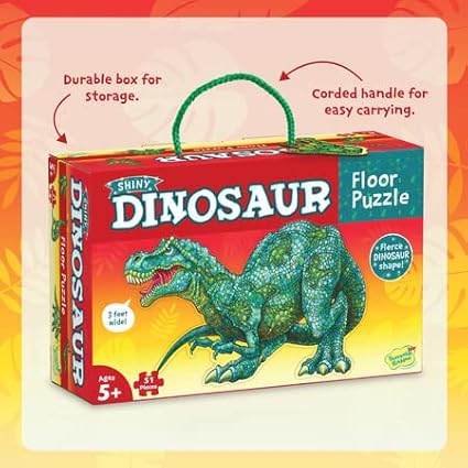PEACEABLE KINGDOM Shiny Dinosaur Floor Puzzle, 1 EA