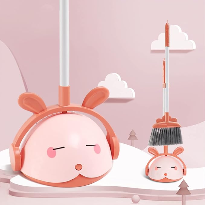 Kids Cleaning Toy Set, Mini Child Broom, Mop and Dustpan, Little Housekeeping Helper Set ,Pretend Home Cleaning Play Set for Toddler Age 1-5,6pcs (Pink)