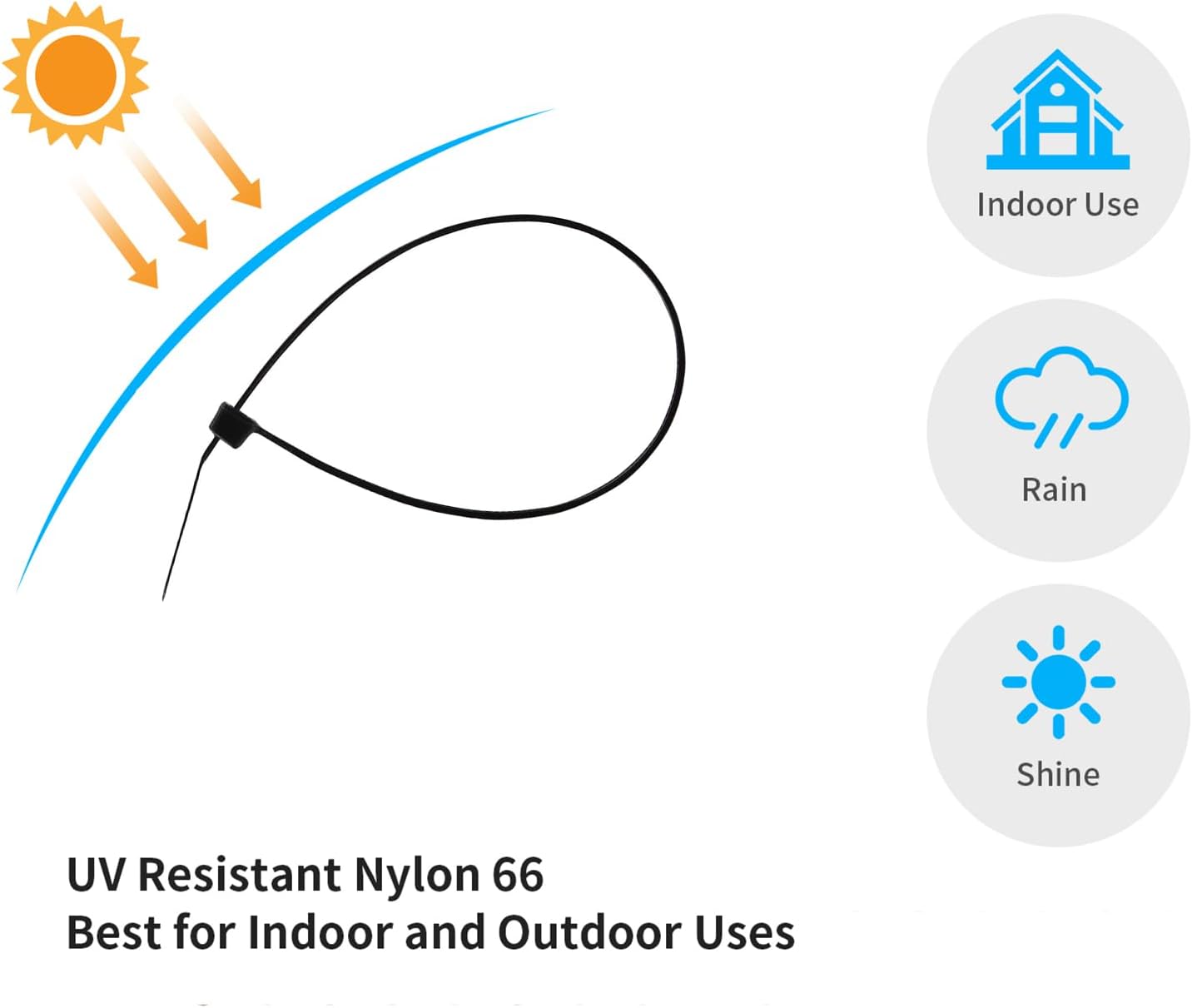 14 Inch Zip Ties Blue 1000 PCS, 40 Lbs- Heavy Duty Tensile Strength, Nylon PA66 UV Resistant Cable Ties for Indoor and Outdoor Use - Ideal for object bundling and fastening