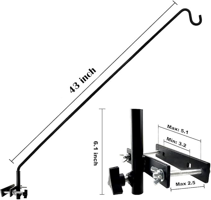 MIXXIDEA Extended Fence Deck Hook Rail Hook Heavy Duty Bird Feeder Hook, 360 Degree Rotary and Length Adjustable Plant Bracket for Bird Feeders, Planters, Suet Baskets, Lanterns, Wind Chimes and More