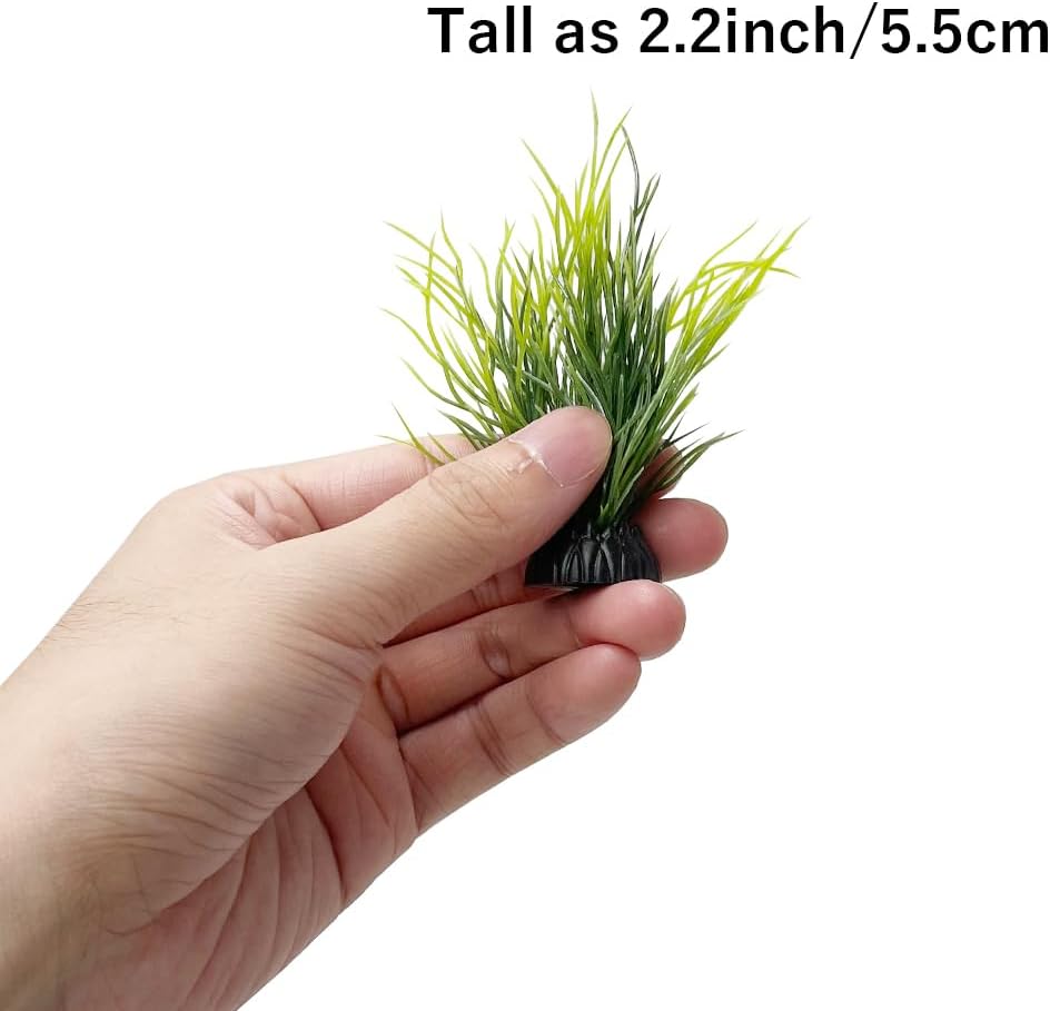 Smoothedo-Pets Aquarium Plants Fish Tank Decorations Small Size/2inch Ornament Plastic Artificial Plant Goldfish Waterscape Fish Hides Mini Grass Set (20pcs/Green)