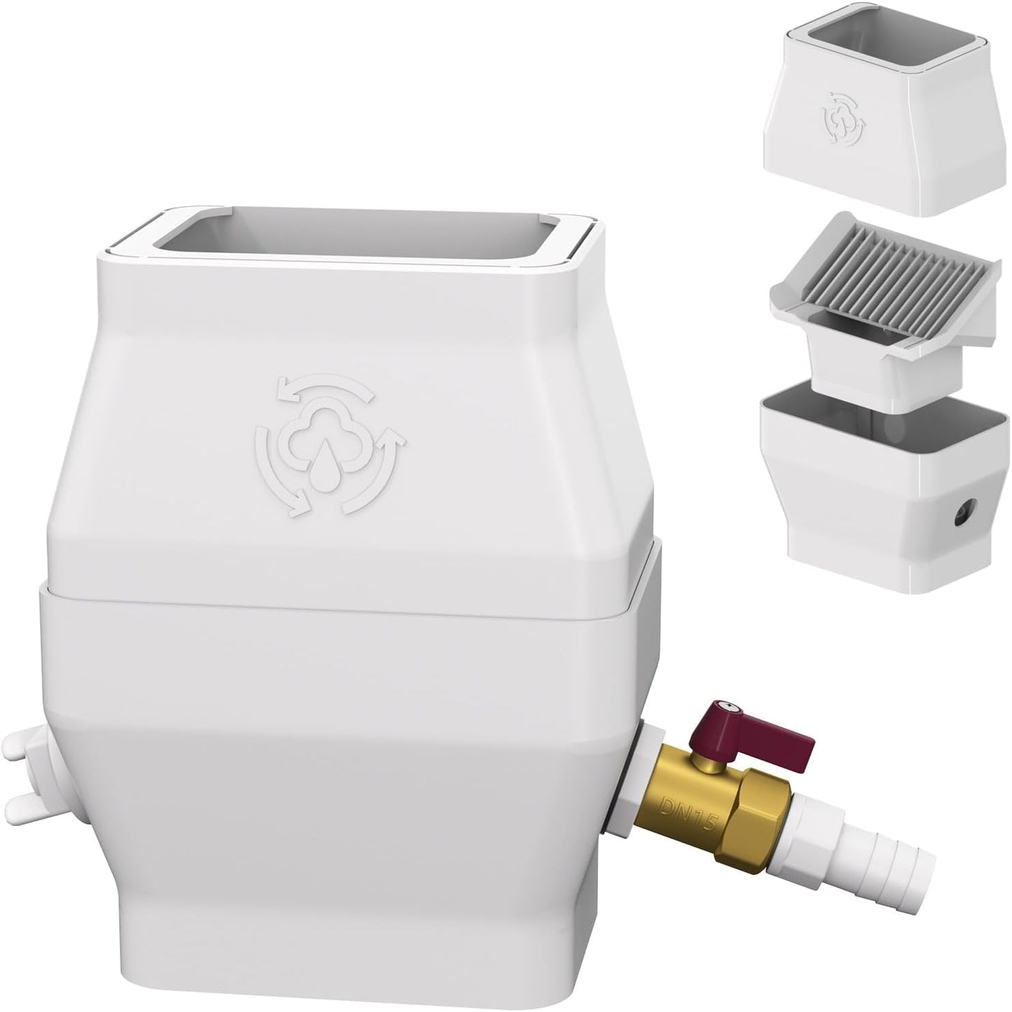 Rain Barrel Diverter Kit for 2"x3" or 3"x4" Gutter Downspouts, Rainwater Collection System with Filter and Brass Spigot – Rain Catcher Kit, Hose Not Included