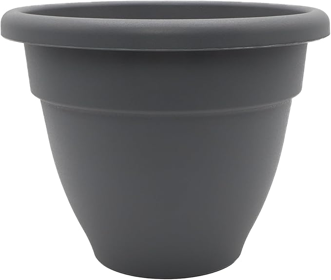 The HC Companies 20 Inch Caribbean Planter - Lightweight Indoor Outdoor Plastic Plant Pot for Herbs and Flowers, Warm Gray