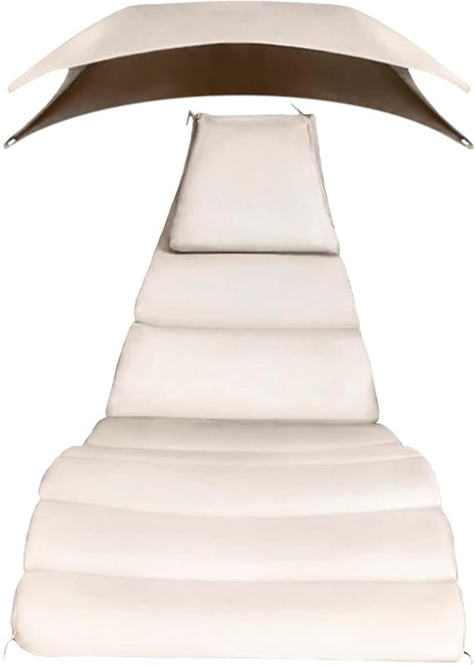 Weatherproof Replacement Cushion Pad and Umbrella for Hanging Lounge Chair Outdoor Chaise Hanging Hammock Chair - Long-Lasting, Fade-Resistant, Quick-Dry, Outdoor Lounge Replacement Set (Beige-)