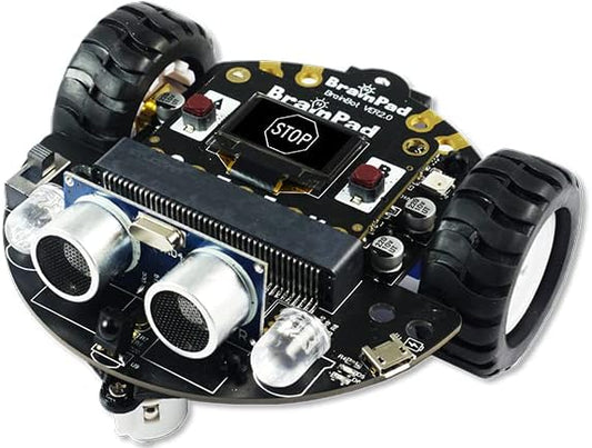 BrainPad Pulse with Robot Kit, a MakeCode STEM Microcomputer for Coding Robots, Games, & Circuits