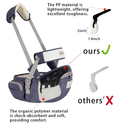 Baby Hip Seat Carrier Baby Waist Stool for Child Infant Toddler with Adjustable Strap Buckle Pocket Soft Inner Huge Storage (Dark Grey)