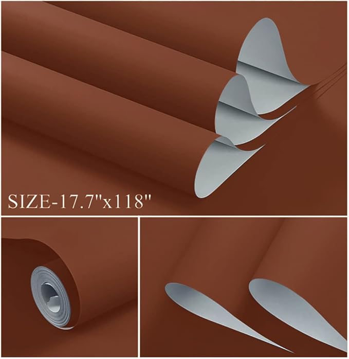 Dimoon 78.7''x17.7'' Orange Peel and Stick Wallpaper Contact Paper Modern Self Adhesive Wall Paper Removable Renter Friendly Textured Solid Color Shelf Cabinet Vinyl Roll (78.7''x17.7'',Vermilion)