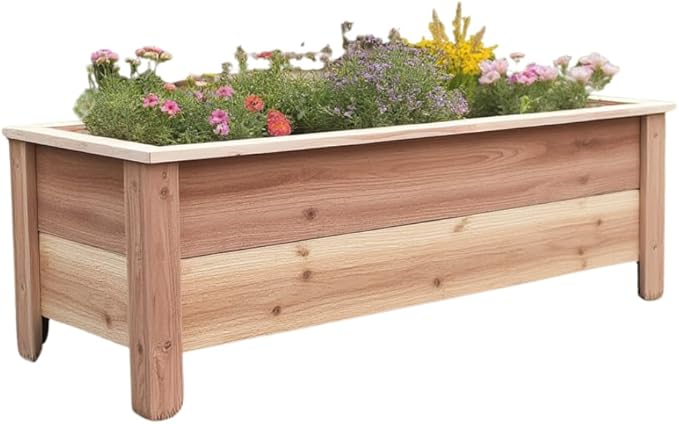 Handmade Custom Heavy Duty Rectangular Raised Cedar Wood Garden Planter Box – 46", 36", 24" – Indoor/Outdoor Farmhouse Style for Flowers & Vegetables – Made in USA (24" L x 15.5" W x 16.5" H)