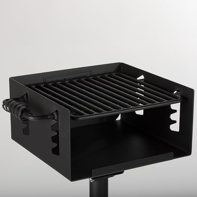 Titan Great Outdoors Park-Style Grill V2, 256 Sq. In Charcoal Grill with Base Anchor, Single Post Outdoor Cooking Backyard BBQ, Camp Grilling Barbecues