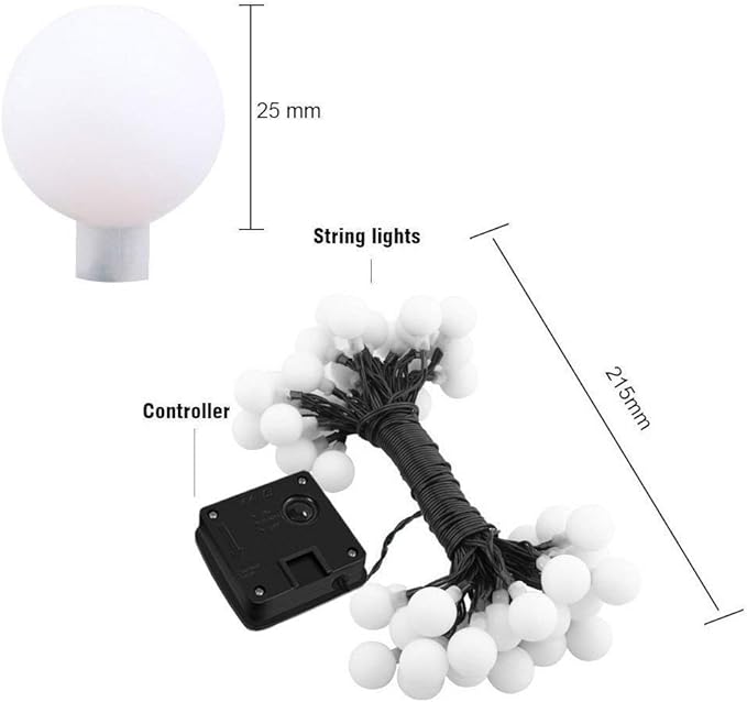 Globe Ball Fairy Lights, 50 LEDs 23ft/7M Solar Led Globe String Lights Waterproof with Two Lighting Modes for Garden Outdoor Party Christmas Decoration (Warm White)
